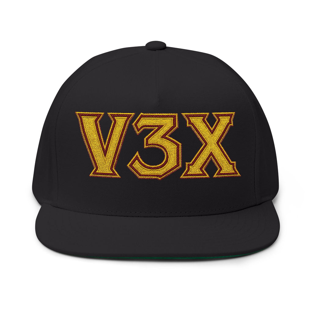 V3X Gold Embroidered Flat Bill Cap