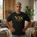 Esports Gold V3X Logo Tee — Elite Minimal Gaming Chest Shirt